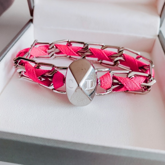 DIOR Pink & Silver Chain Link Bracelet - AUTHENTIC - Picture 3 of 5